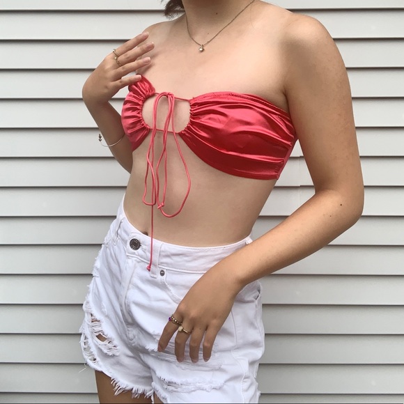 Satin Front-Tie Top - size Small - LIKE NEW! - Picture 1 of 5